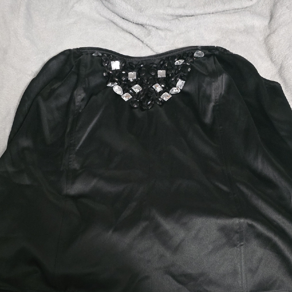 Elegant Black Strapless  Top with Gem Accents Lanebryant Polyester